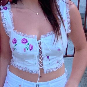 White floral For Love and Lemons Top